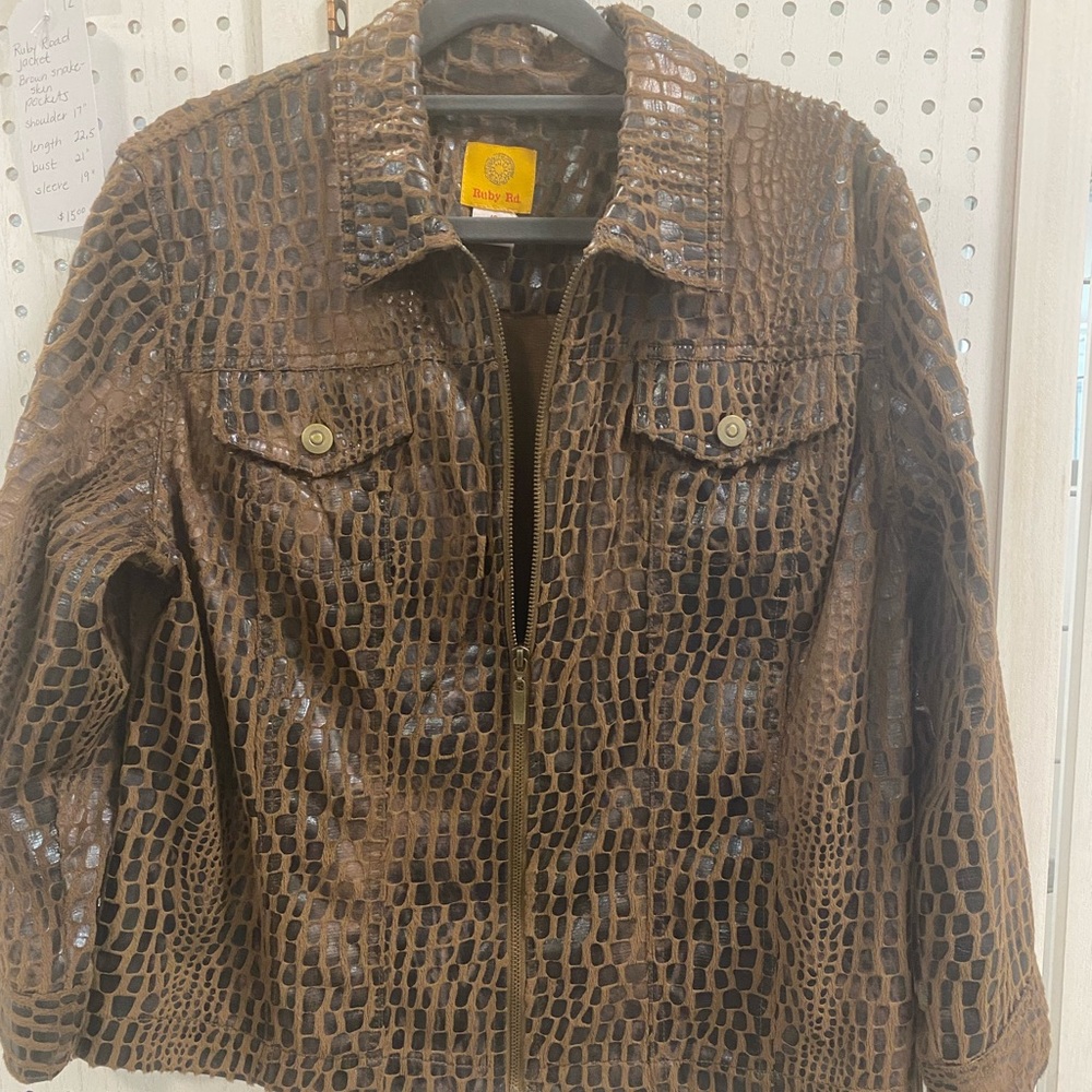 Ruby Rd. Brown Crocodile Pattern Jacket - image 1